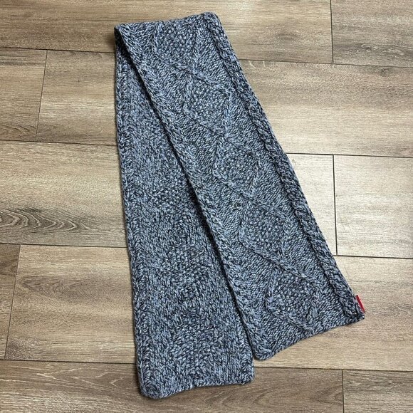 GUESS Scarf Vintage 100% Lambswool Knit Blue - Picture 1 of 4
